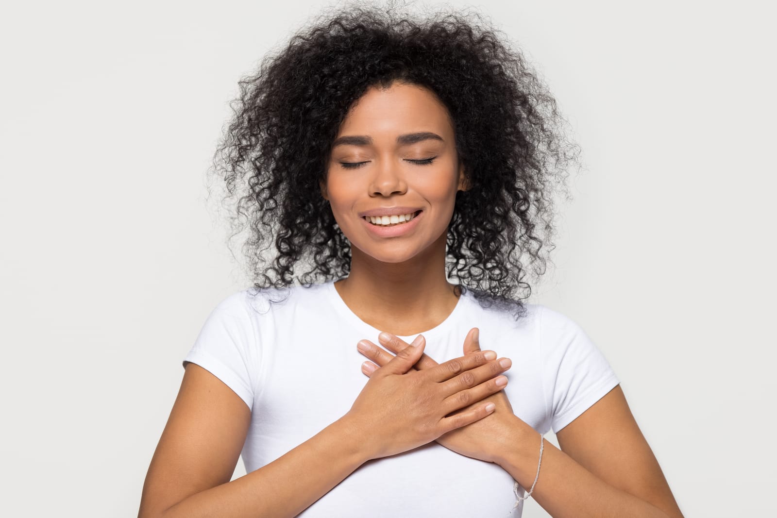 Woman Hands Heart Grateful