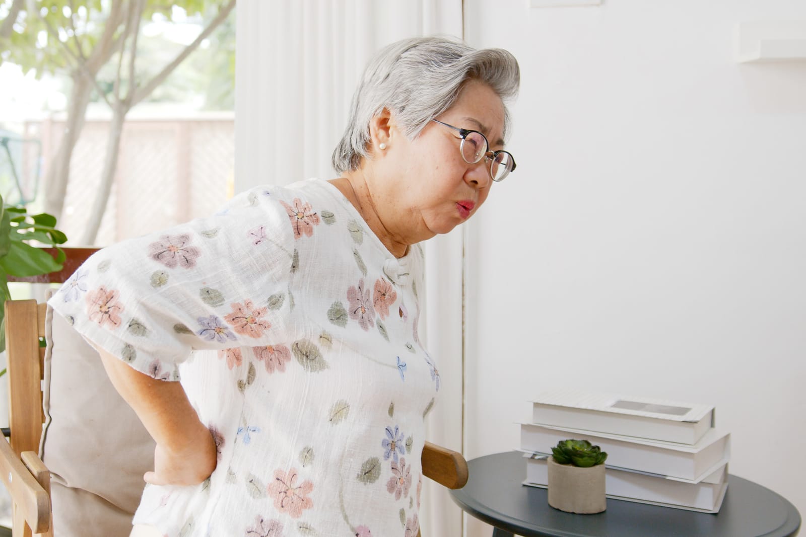 Elderly Woman Back Pain Standing
