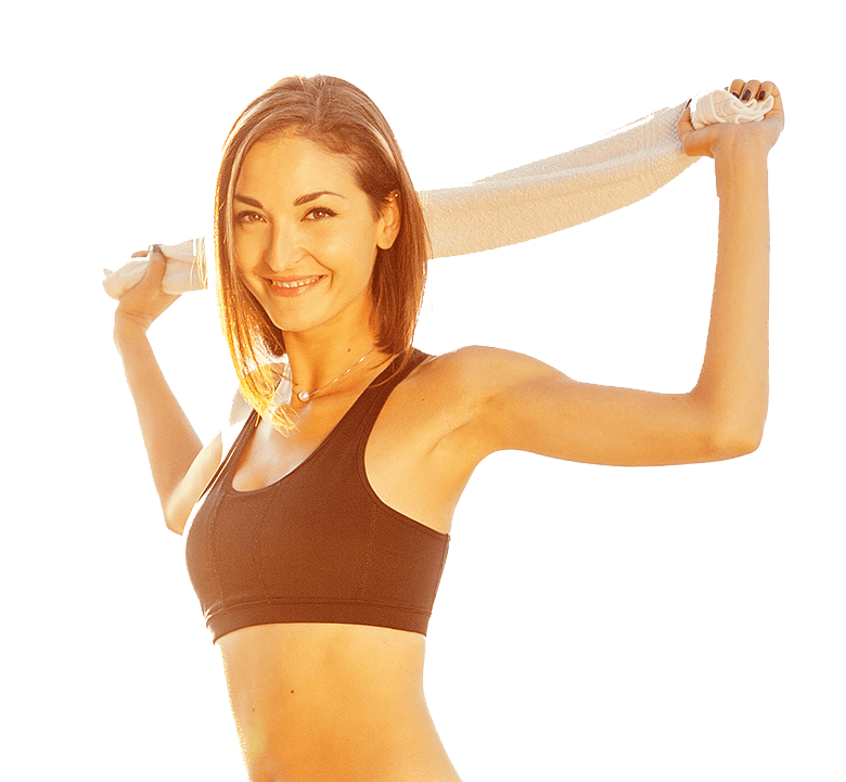 Fit Woman Stretching Towel Cropped